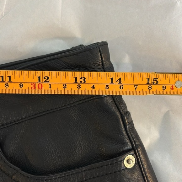 VTG Leather Black Grunge Goth Biker Tommy Hilfiger Straight Leg Pants Size 4 - Picture 11 of 11